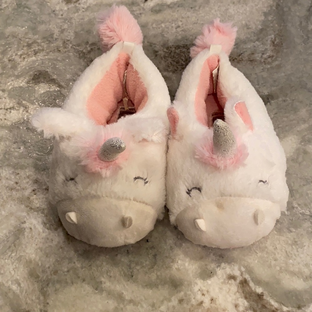 Carter’s Fluffy Unicorn Soft Sole Slippers - Size 7/8